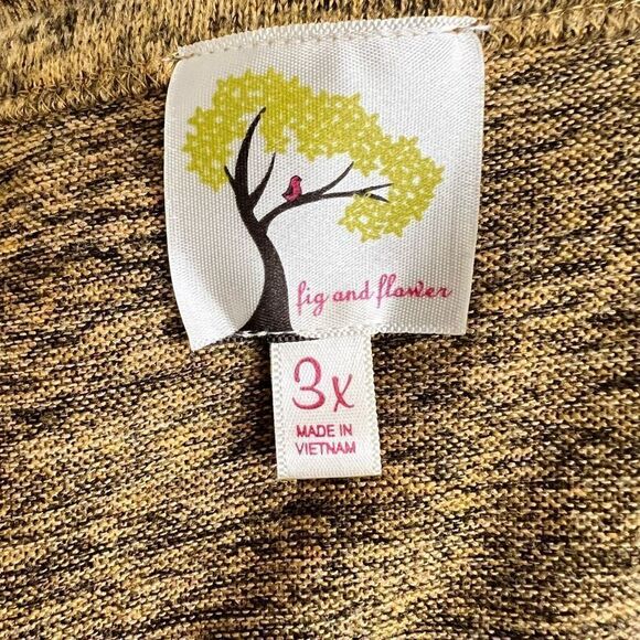 Fig and Flower Womens Tan Floral Embroidered Knitted Cardigan Sweater Size 3X - Picture 7 of 7